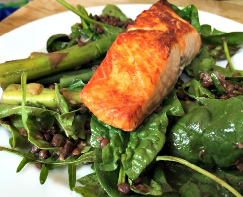 Salmon-with-puy-lentils-and-greens