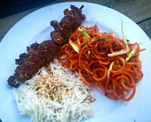 Szechuan-spice-crusted-lamb-skewers-with-carrot-salad